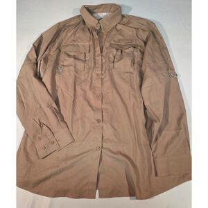 Men’s Fishing Shirt UPF 40+ UV Protection Long Sleeve Outdoor Tan